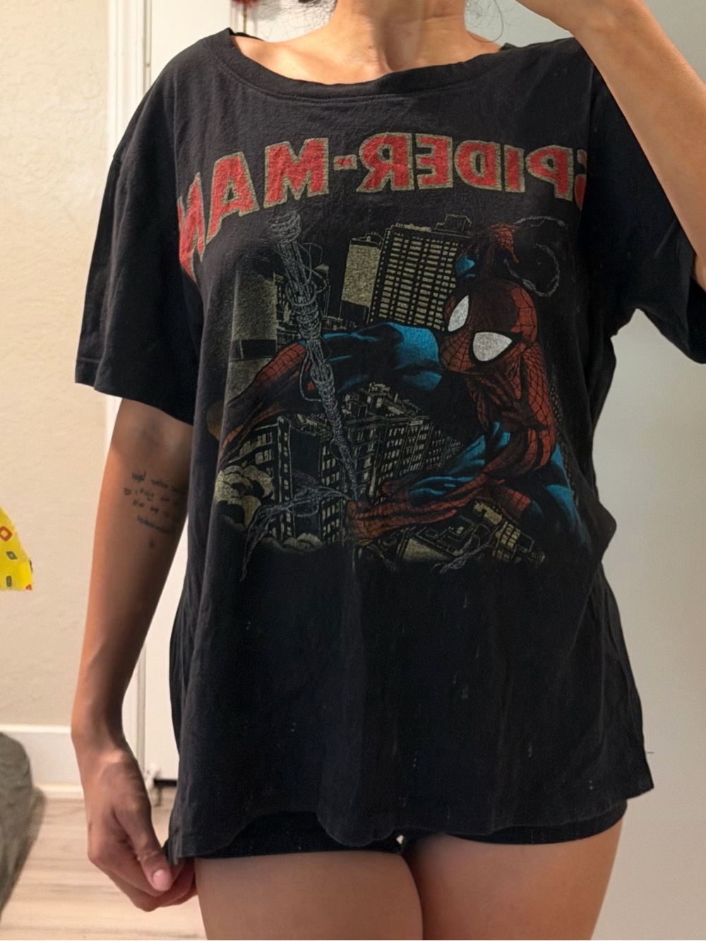Spider-Man Graphic Black Short Sleeve Tee - Vintage Comic Print